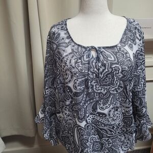 Fashion Bug Paisley Scoop Neck Blouse XL